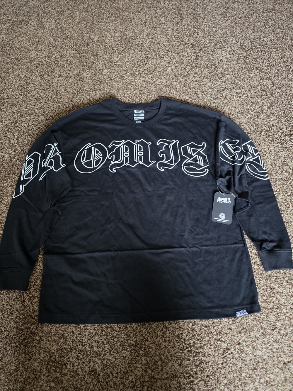 Broken Promises Enemy Crew Black Long Sleeve Graphic T-Shirt Size XL